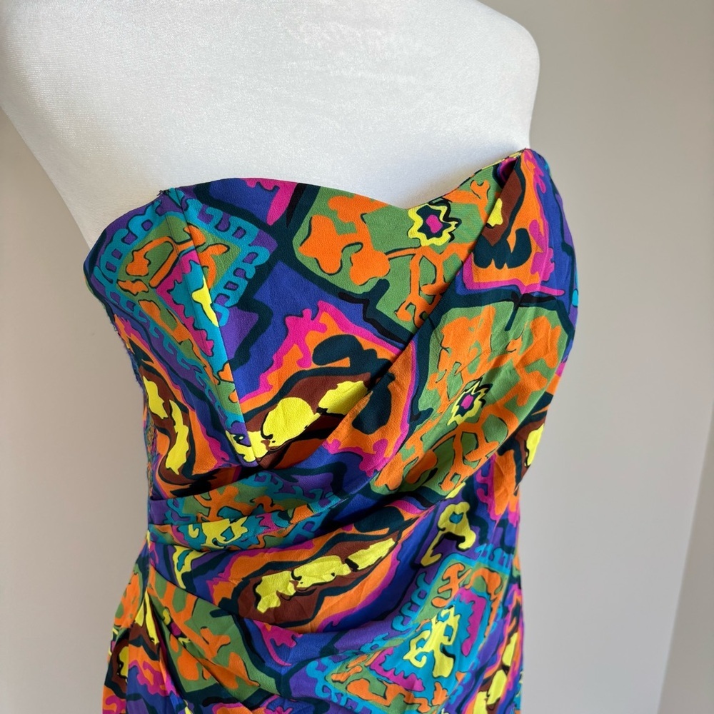 Rodebjer Rihad Silk Colorful Strapless Mini Dress M - Picture 4 of 13